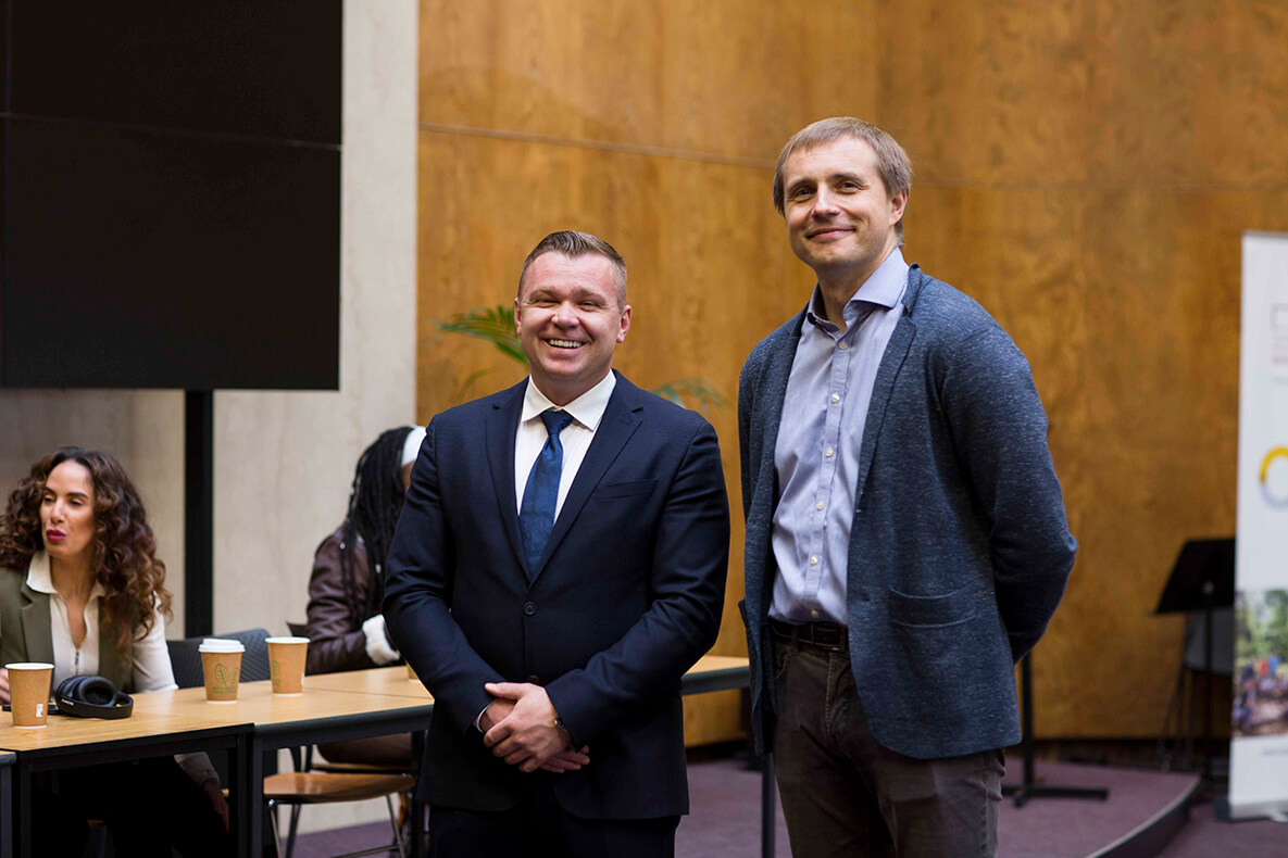 Stefan Voloseniuc of SF Stefan Civil Engineering and RPO Music Director Vasily Petrenko at the new music academy for Brent launch day credit Ben